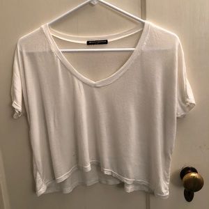 Brandy Melville white V neck tee